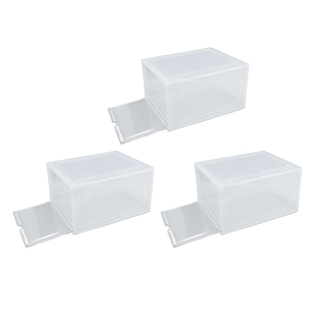 Shoe Storage Box Thick Side Opening Space Saving Transparent Stackable Shoe   Foldable Shoe Rack Container Holder for Shoes Clothes