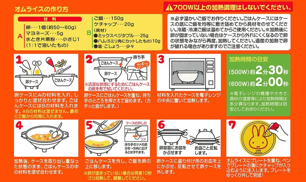 Skater Round Omelette Rice Maker with Miffy Ketchup Pen and Made in LOC3 Plate, Japan,