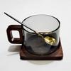 200ml Frisch gemahlener Latte-Kaffeebecher mit Holztablett Löffel Hitzebeständiger Frühstücks-Milchtee-Becher Amerikanische Kaffeetasse