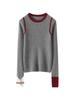 Women's Loose Color Block Cashmere Sweater - Autumn Winter 2026
