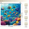 4Pcs Underwater World Shower Curtain Set with Non-Slip Bath Mat, Toilet Lid Cover, Contour Rug & 12 Hooks, Bathroom Decor