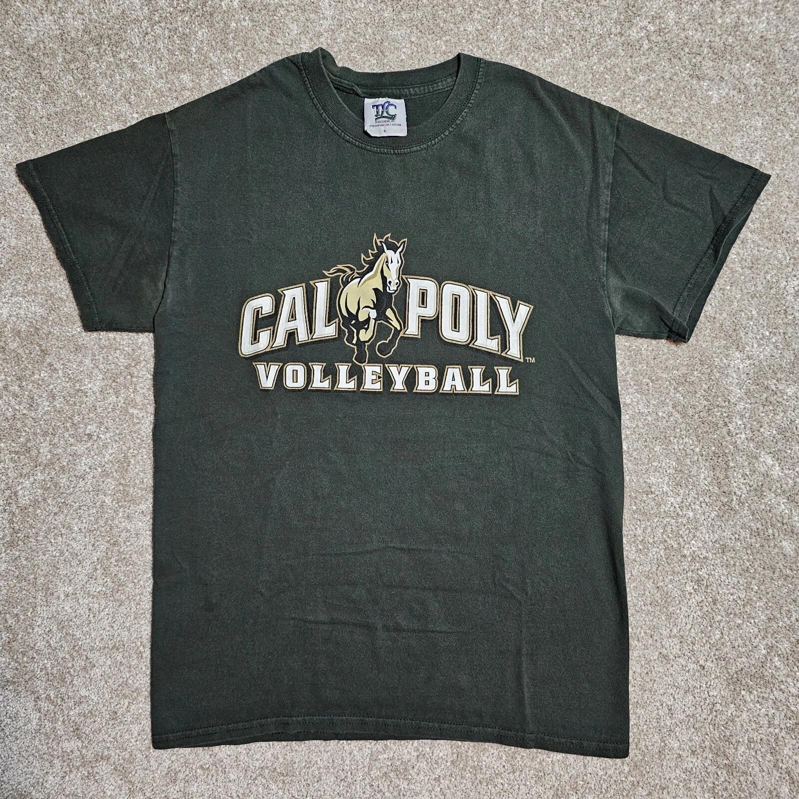 

Vintage 90s Cal Poly Volleyball Mustangs T-shirt Mens S Green College CA Y2k Emo M