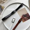 Stylish Black Women's Belt With Smooth Buckle For Dresses Sweaters And Jeans