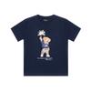 Polo T-Shirt Letter Round Neck Short Sleeve Kids Tops Navy-Blue 323979103-001