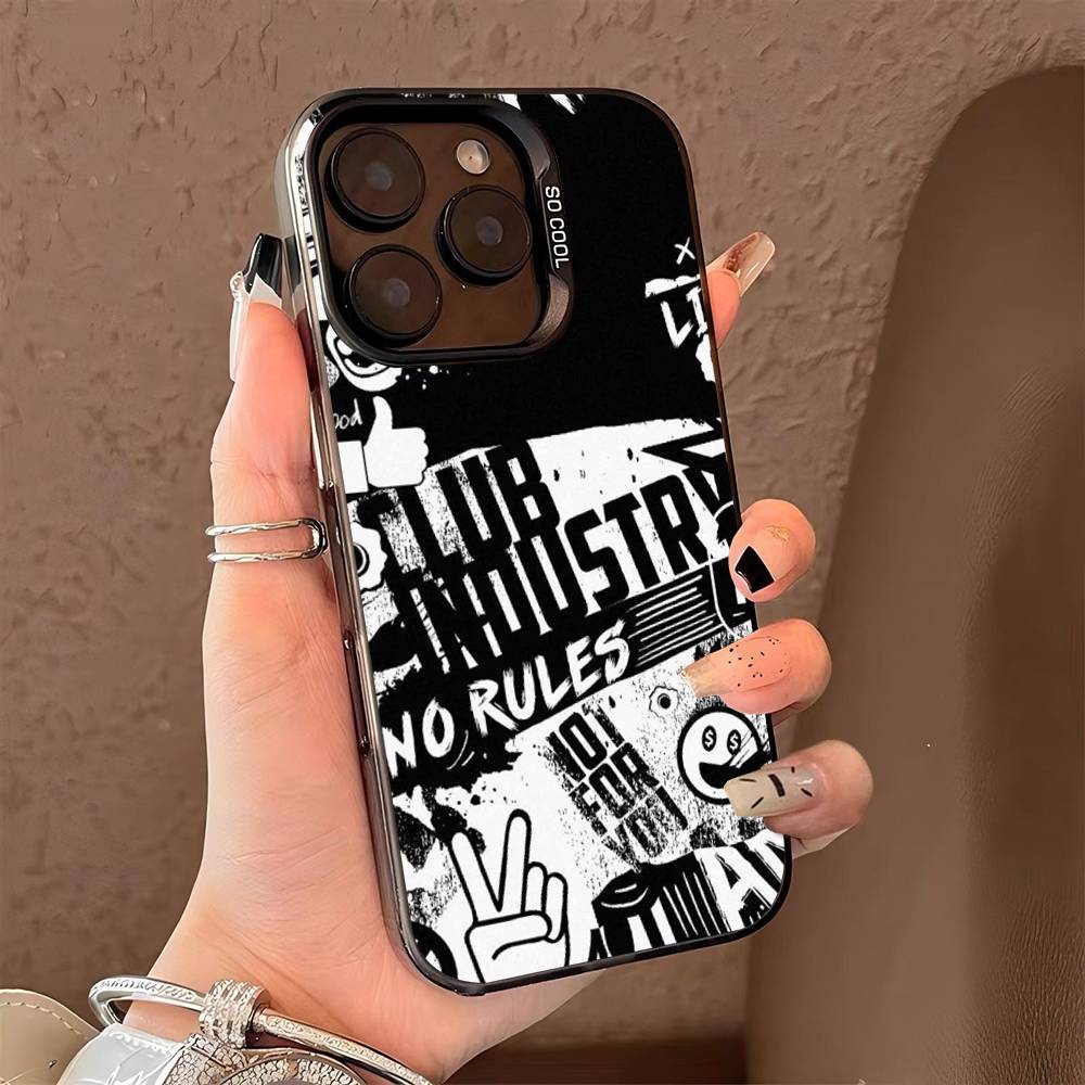 Cool Black Graffiti Color Phone Case For IPhone 17 16 15 14 13 12 11 Pro Max Plus Pro Shell
