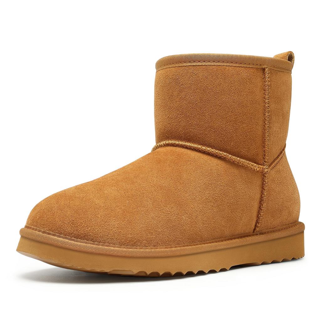 Gacimy Winter Genuine Mini Boots For Women Outdoor Fur Lined Suede Snow Boots Cozy Fuzzy Cotton Shoes Lady Warm Plush Ankle Boot