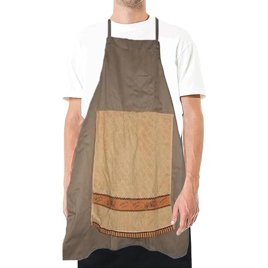 Prank Apron Funny Chef Apron Humorous Washable Novelty Costume with Openable Towel for BBQ Workshop Art Studio Catering Baking