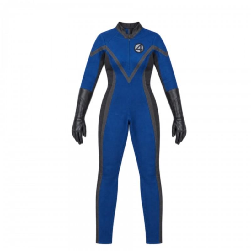 Halloween Womens Fantastic Four Cosplay Jumpsuit Blue Roleplay Costume Festive Parties