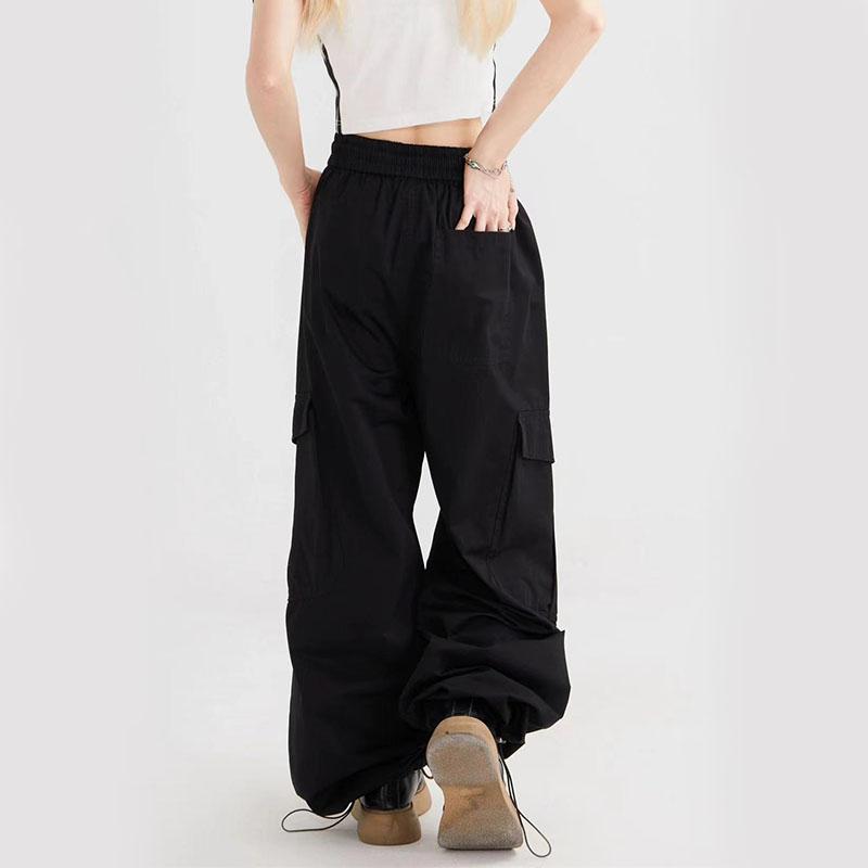 Pantaloni cargo de vară, vintage, de stradă, verde armată, pentru femei, Y2K, japonezi, cu buzunar largi, pantaloni de sport Harajuku, supradimensionați, largi