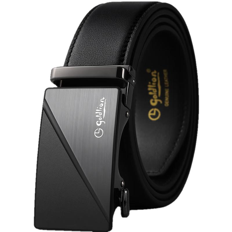 

Goldlion Men s Top-Grain Leather Business Belt with Matte Auto-Buckle 125cm