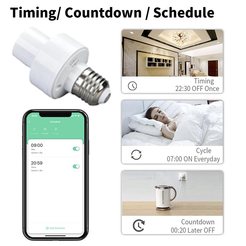 Tuya Zigbee Smart Lamp Socket Switch E27 Bulb Holder Adapter Smart Life APP Timer Voice Control Works with Alexa Google Home Z2M