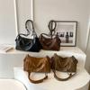 Zipper PU fashion stitching interior zipper pocket shoulder bags  solid color  women's crossbody bags