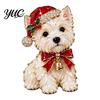 Holiday Party Accessory 1/2Pcs Christmas Yorkshire Terrier Dog Brooch, Santa Hat Puppy Lapel Pin with Rhinestones Rhinestones, Animal Badge for Coats