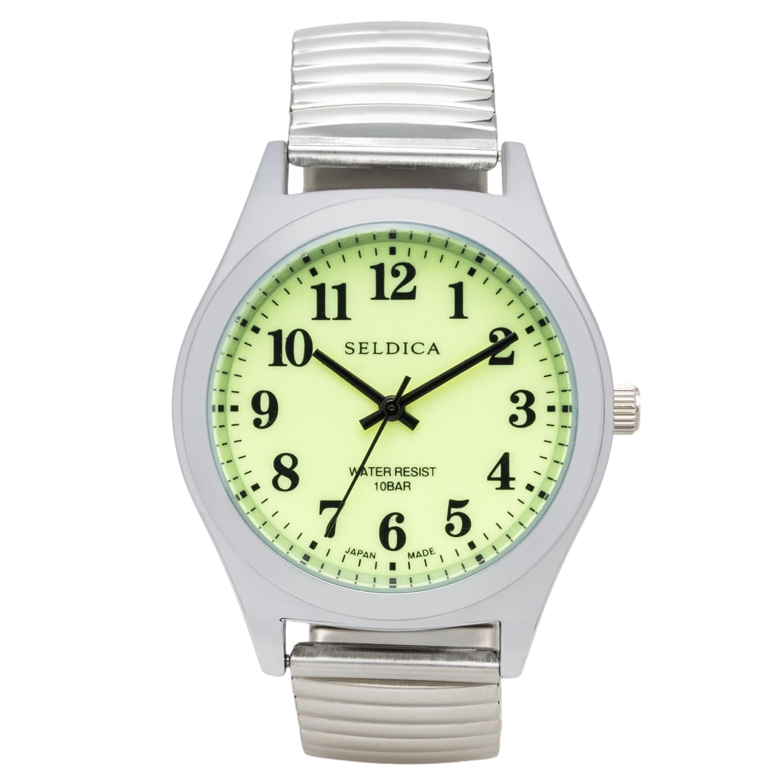 

Clefer Serdica Analog Watch, SD-AM333-LUS, Men s Silver, Luminous Dial, Metal Strap, Japanese Movement