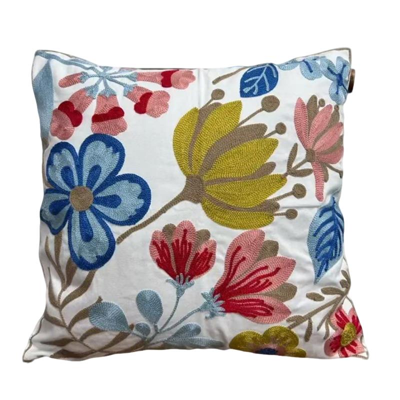 45X45Cm Flower Embroidered Throw Pillow Cover Plant Towel Modern Stamping Waist Cushion Cover Decor Home Decorative Pillowcase