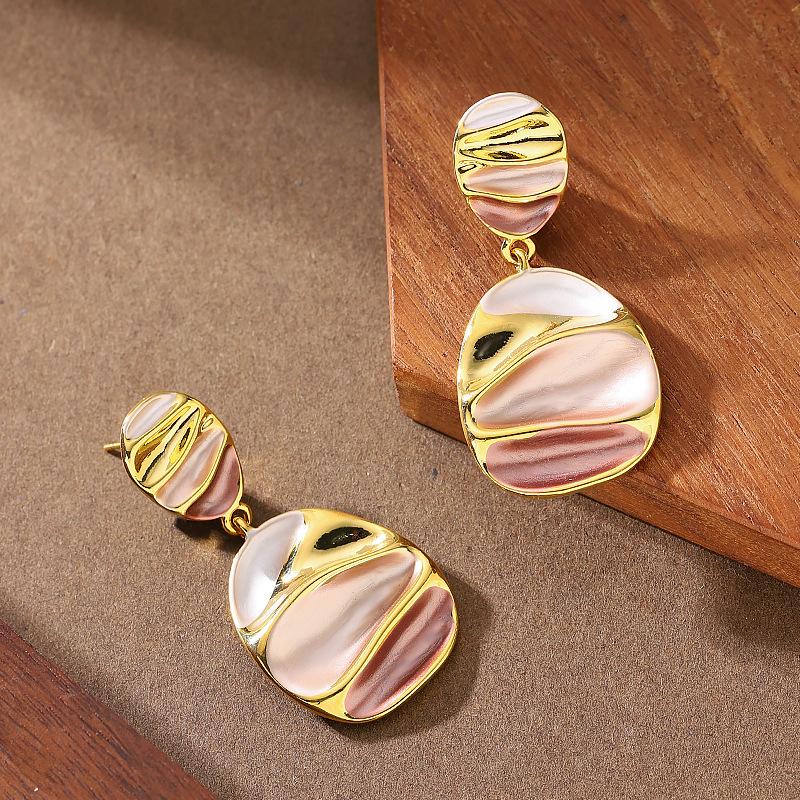 Real Gold Electroplating Fashion Personalized Paint Irregular Geometric Round Earrings Light Luxury High-end Earrings