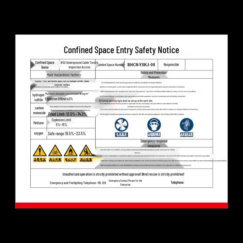 HUATAI Confined Space Electricity Safety Sign