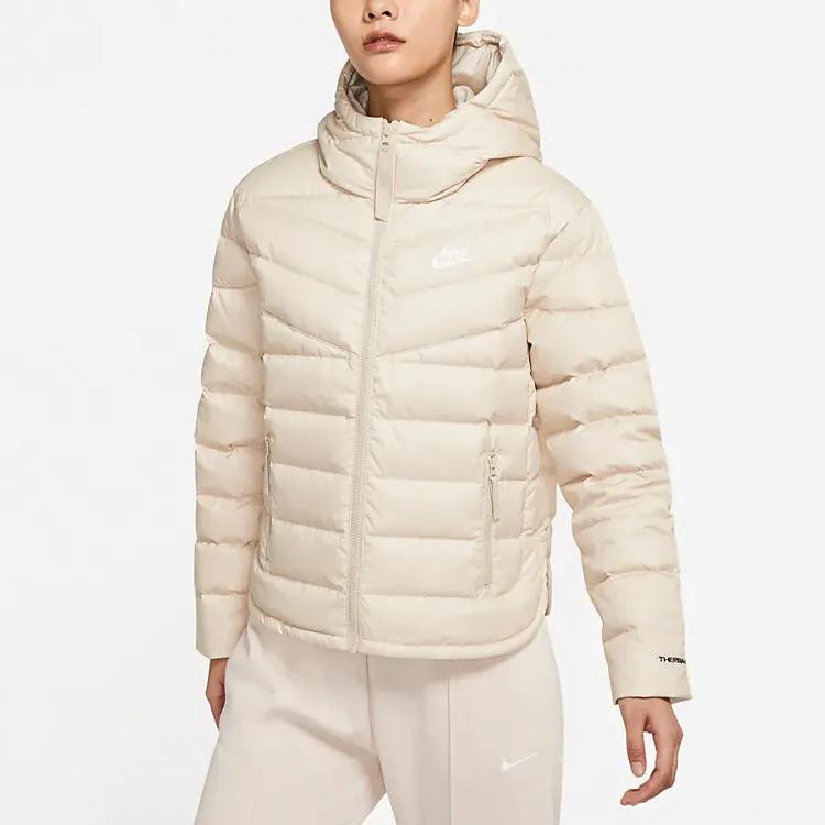 Nike Down Jackets Women's Beige Hooded Moderate Puffer Jacket (Unisex) Down Jackets DH4074 206