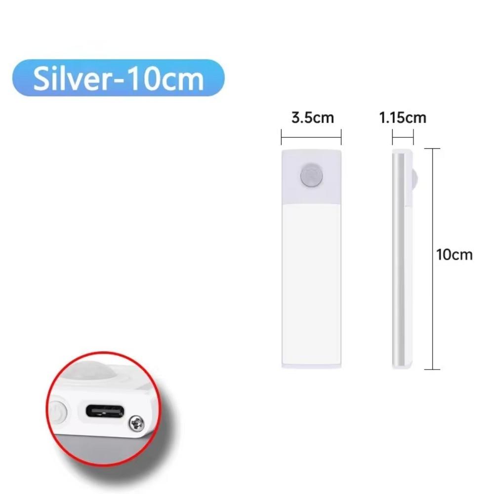 

Cabinet Lights Motion Sensor LED Wireless USB Under Ultra Thin Night Light For Kitchen Cabinet Bedroom Wardrobe Indoor Lighting 10CM срібний