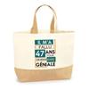 Jute Tote Bag - PLANETEE - 47 Years Awesome - Natural Jute - Multicolored - Made In France