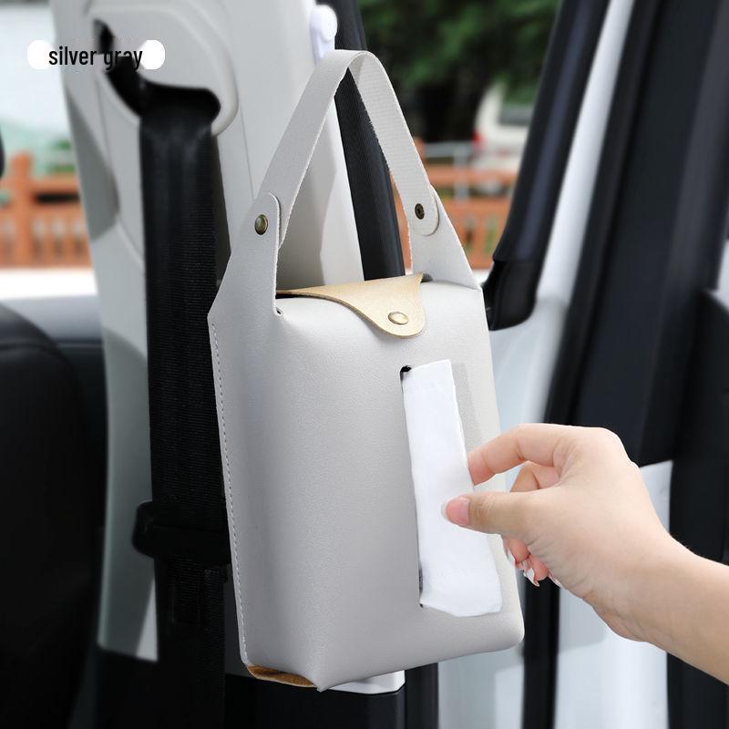 Nordic Style Hanging Leather Tissue Box for Home, Living Room, Dining Table, Bathroom, or Car.