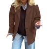 New Autumn European and American Style Vintage Brown Loose Pocket Long Sleeve Blazer for Women
