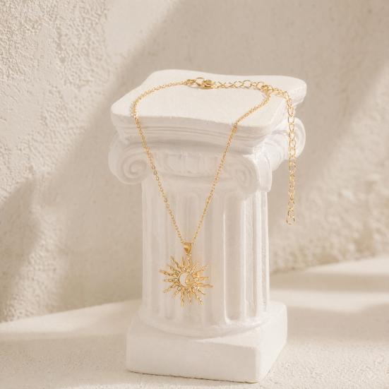 Yousheng Gold Plated Sun Necklace for Women, Sun Moon Pendant Necklace, Jewelry Gifts for Teens Girls, Friends