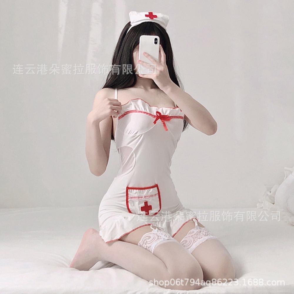 Domila Sexy Lingerie Women's Suit Pajamas Temptation Qqny Wholesale White Nurse Uniform One Piece Hair