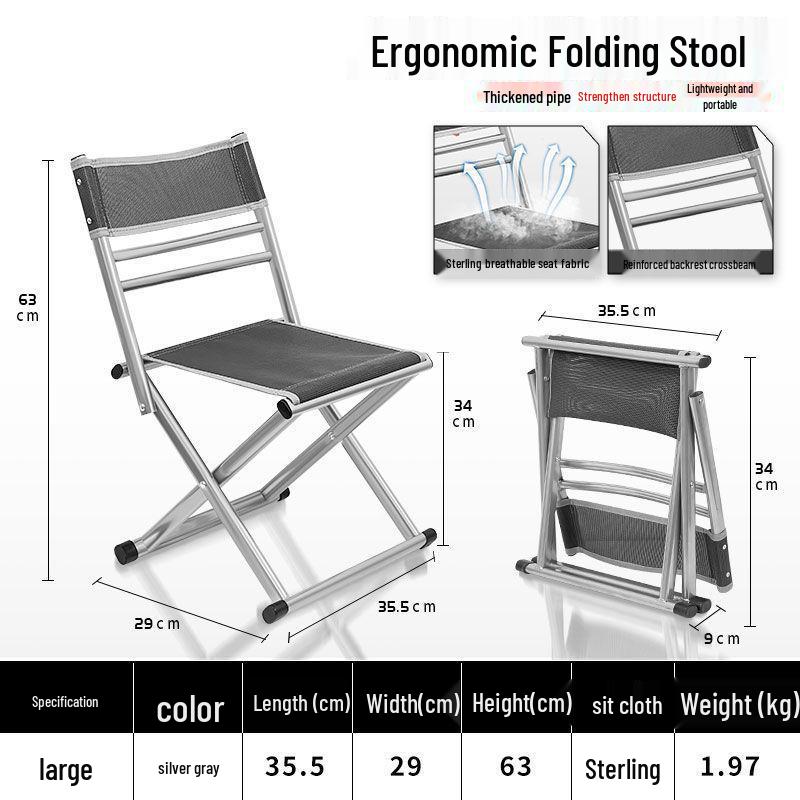 Portable Folding Stool with Backrest: Sturdy Outdoor Chair for Fishing, Camping, and Home Use
