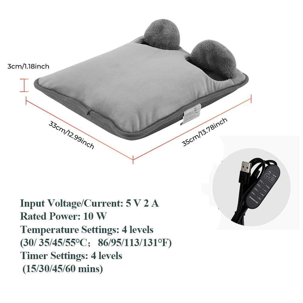 Winter Electric Foot Heating Pad USB Charging Household Feet Warmer for Bed Washable Office Sleeping Leg Hand Heater Mat 35*30cm