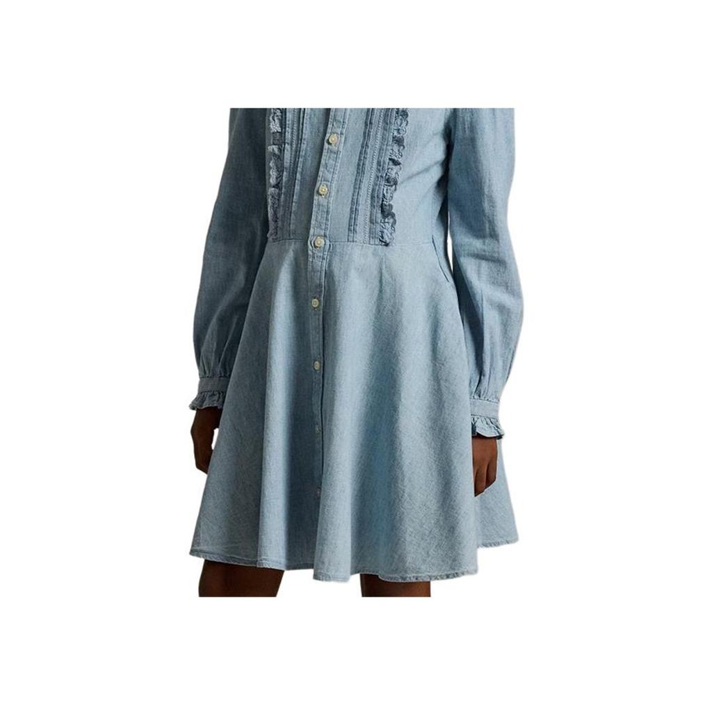 Polo Ralph Lauren Dress Washed Cotton Fabric Needle And Pleats Blue Kids Kids dress 313950549-001