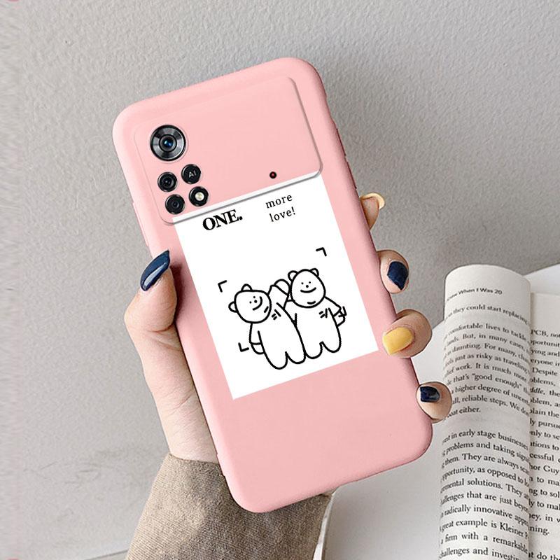 Case For Poco X4 Pro 5G Poco M4 Pro Cute Heart Flower Back Cover Soft Silicone Matte Protective Funda For Xiaomi Poco X6 X5 Pro