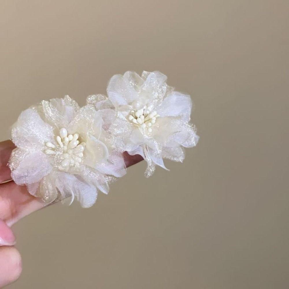Korean Style Mesh Earrings Fresh Mesh Stud Earrings New Three-dimensional Flower Stud Earrings