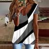 Summer V-neck 3D Printed Top Fashionable Casual Short Sleeved Women's T-shirts