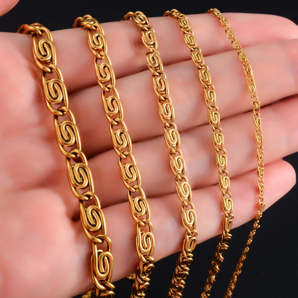Edelstahl Gliederketten-Büroklammer-Kette Lange Halskette für Damen Herren Gold Hip Hop Hals-Choker Metall Schmuck Zubehör