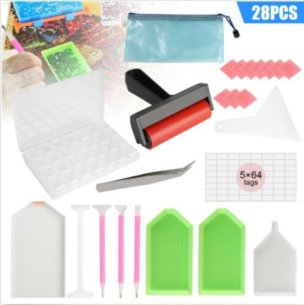 Zestaw narzędzi do malowania diamentami Samoprzylepne narzędzia do haftu krzyżykowego diamentowego Samouszczelniający zestaw akcesoriów do okrągłych wierteł do projektów DIY malowania diamentami