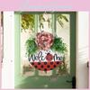 Cheerful Welcome Ladybug Door Decoration Bright Red And Black Bow With Polka Dots