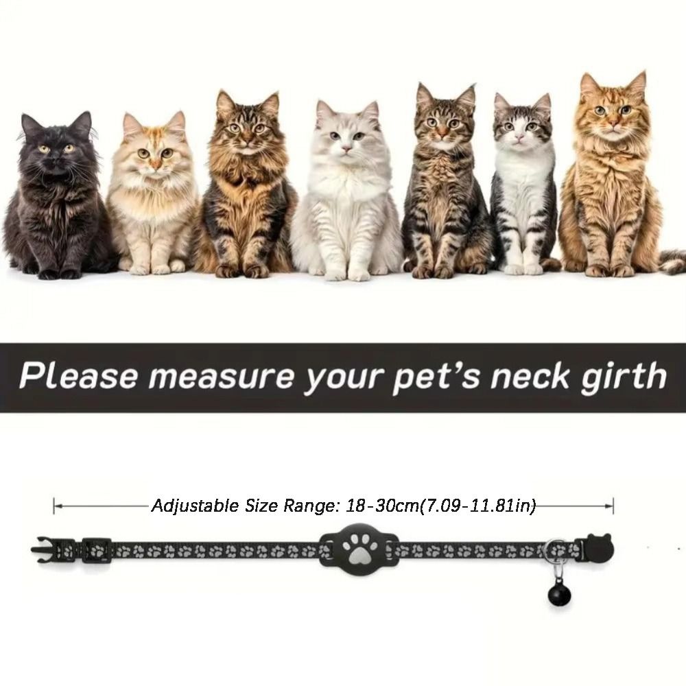 Safety Buckle Cat Collar Adjustable Waterproof Pet Tracking Collar Anti-Lost Reflective Strips For Airtag Case For Air tag 3
