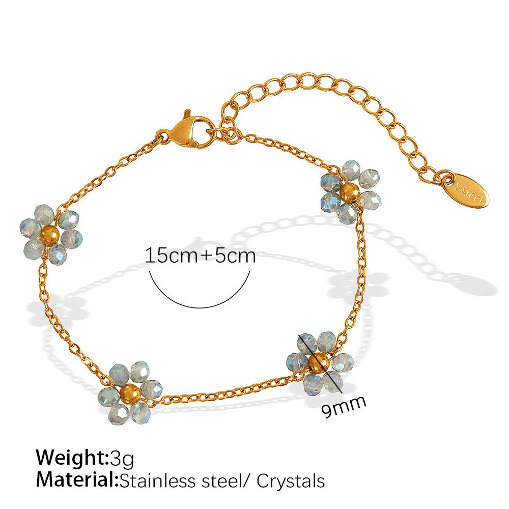 Diy Jewelry Crystal Necklace Summer Cute Colored Crystal Woven Flower Handmade Chain Jewelry Woman