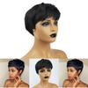 Elegant Pixie Cut Synthetic Wigs Short Hair Straight Black Wigs With Bangs For Women