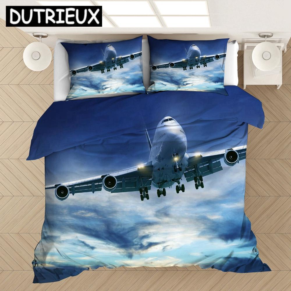 3D - Printed Airplane - Themed Bedding Set With Duvet Covers Pillowcases And Comforter Made Of Bed Linen