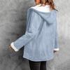 Women's Button Suede Long Windbreaker Coat Warm Long Sleeve Jacket Hooded Coat