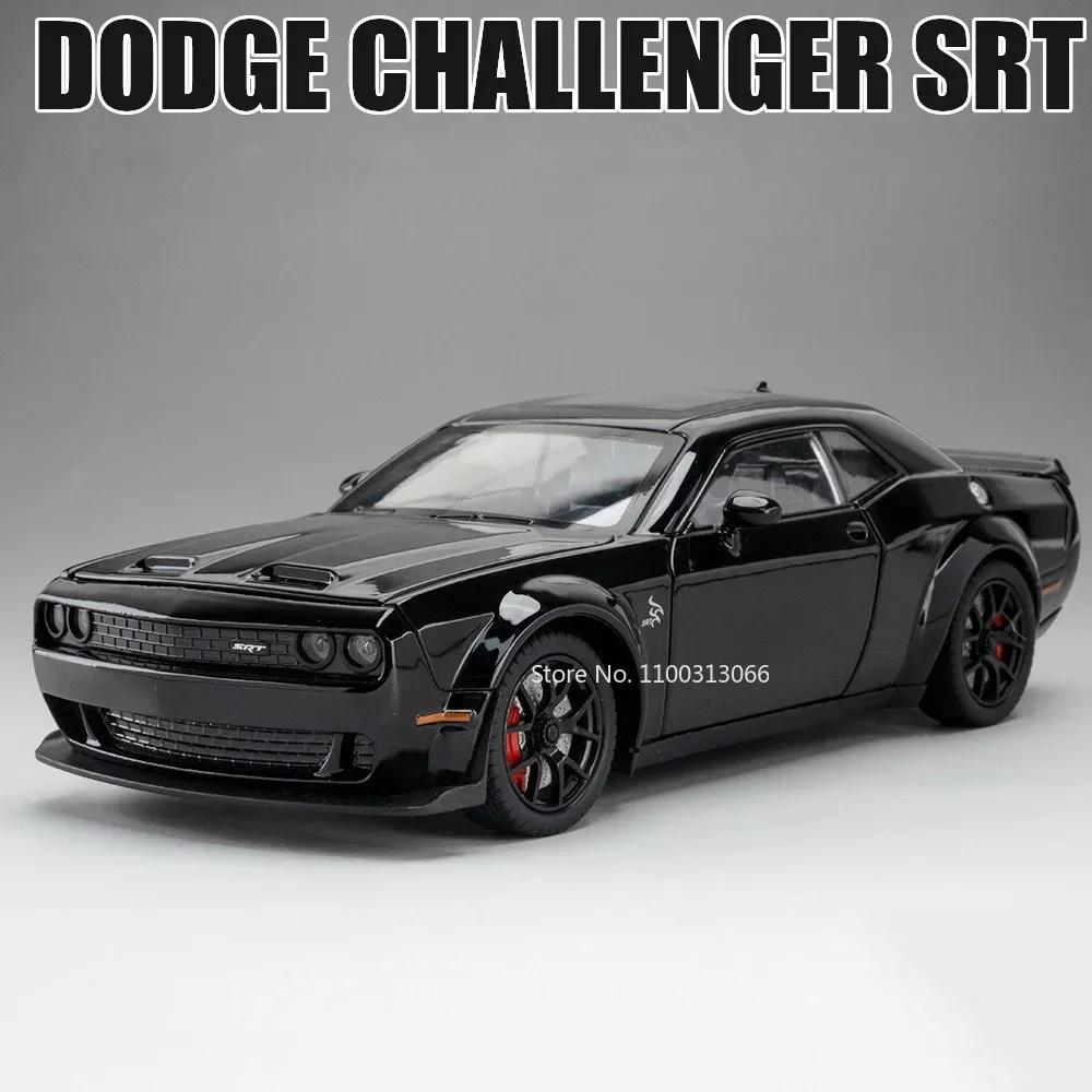 1:24 Challenger SRT Hellcat Toys Sports Cars Models Alloy Diecast Sound Light Police Car Doors Opened Vehicles Christmas Gifts