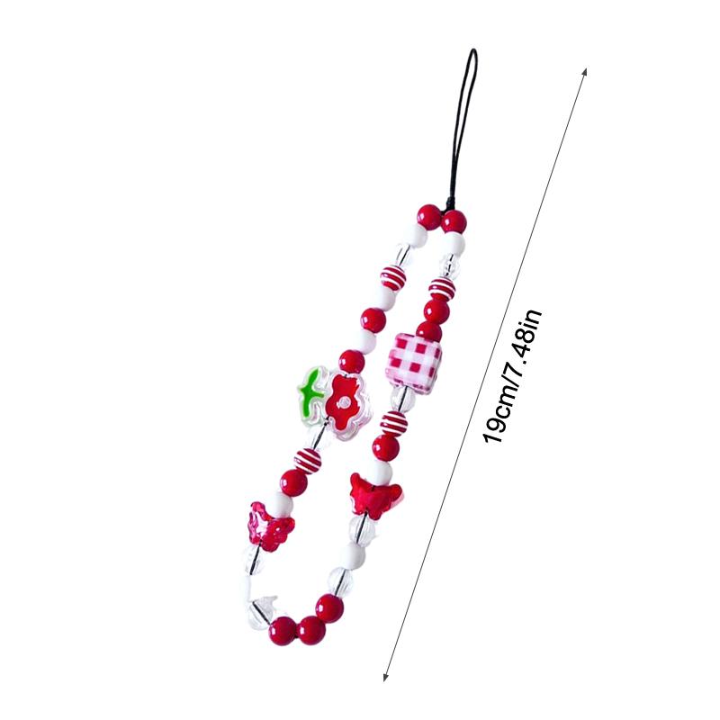 

Ланцюжок на телефон Полунична Перлина Вишневі Любовні Намистини Підвіска Шарм Солодкий Чохол для Навушників Мотузка-підвіска Ремінець-шнурок Проти Втрати Декор для Сумки A