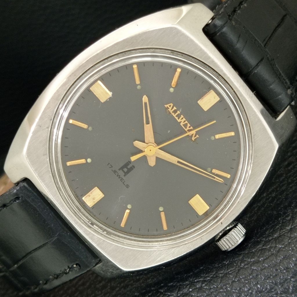 ALLWYN РУЧНОЙ ЗАВОД 6300A ИНДИЙСКИЕ МУЖСКИЕ ВИНТАЖНЫЕ ЧАСЫ С ОРИГИНАЛЬНЫМ ЦИФЕРБЛАТОМ a703991-1