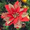 Artificial Flowers with Glittering Double Layer Layered Tree Decorations with Lush Green Foliage New Year Tree Toppers Reusable Holiday Decorat