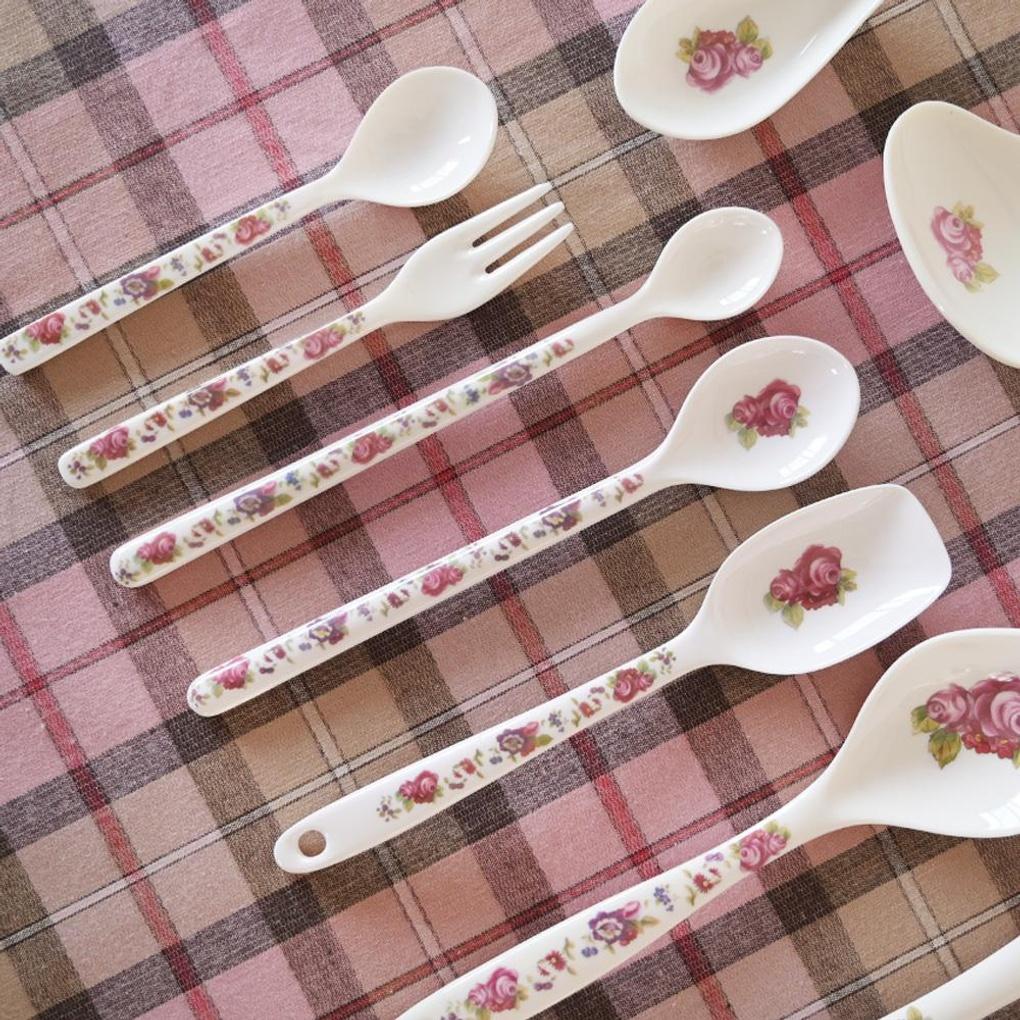 Vintage Flower Melamine Long Teaspoon Small