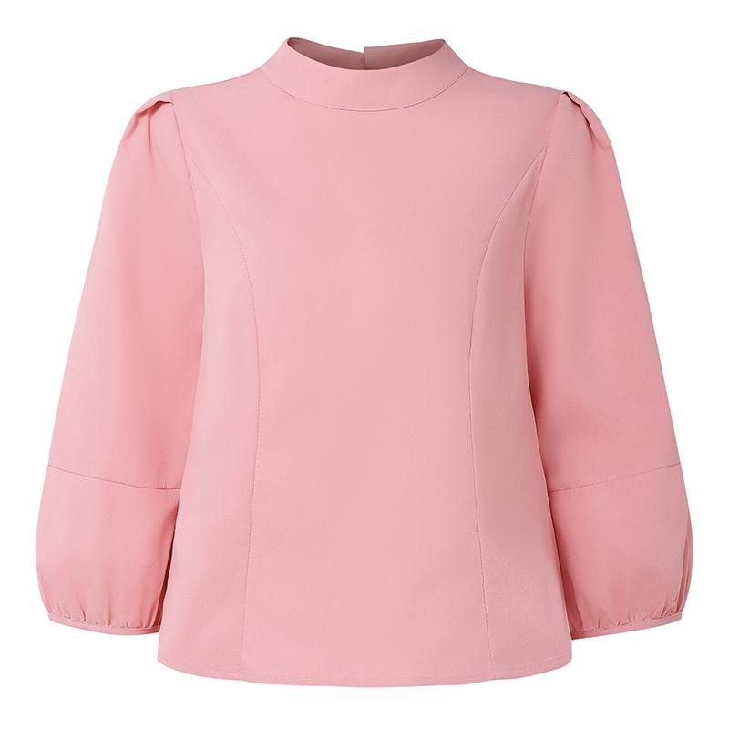 

ZANZEA Женская повседневная однотонная блузка с круглым вырезом и рукавом 3/4 5XL розовый