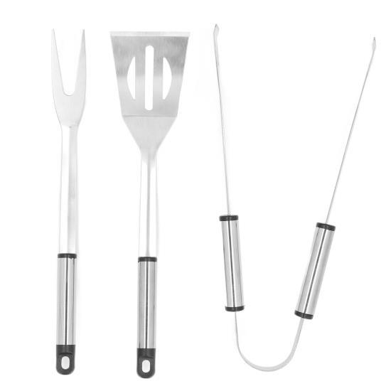 3pcs/set Stainless Steel Grilling Kit with Fork Shovel Clip Durable BBQ Grill Tools Set