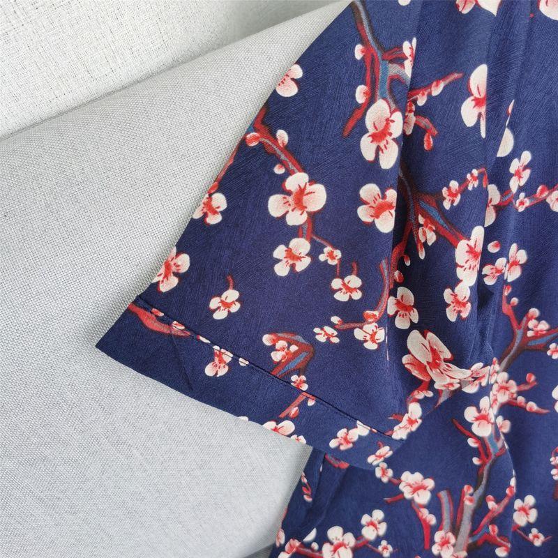 New Arrival Silk Women's Tops Silk Silks and Satins Plus Size round Neck Plum T-shirt Casual Women's Middle-Aged and Elderly Shirt